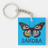 Waterverf Monarch Butterfly blauw KANS IT Sleutelhanger (voorkant)