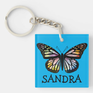 Waterverf Monarch Butterfly blauw KANS IT Sleutelhanger