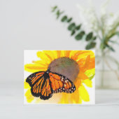 Waterverf Monarch Butterfly en Sunflower Briefkaart (Staand voorkant)