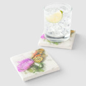 Waterverf Monarch Butterfly en Wilde bloem Stenen Onderzetter (Zijkant)