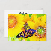 Waterverf Monarch Butterfly en zonnige zonnebloeme Bedankkaart (Voorkant / Achterkant)
