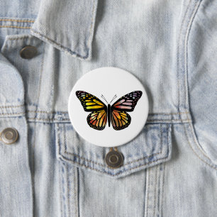 Waterverf Monarch Butterfly kleurig gebilderd Ronde Button 7,6 Cm