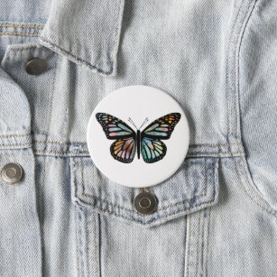 Waterverf Monarch Butterfly kleurig gebilderd Ronde Button 7,6 Cm