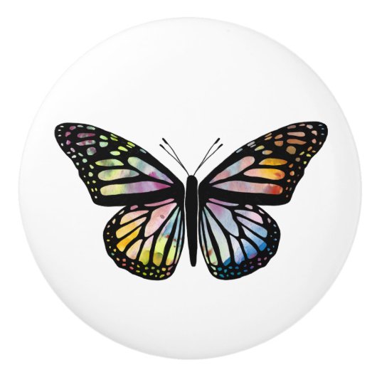 Waterverf Monarch Butterfly kleurig Keramische Knop (Voorkant)