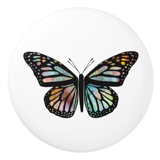 Waterverf Monarch Butterfly kleurig Keramische Knop (Voorkant)