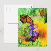 Waterverf Monarch Butterfly Sunflower Garden Briefkaart (Voorkant / Achterkant)