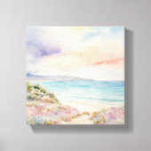 Waterverf Monet schilderij van een strand Canvas Afdruk (Voorkant)