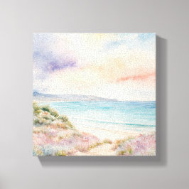 Waterverf Monet schilderij van een strand Canvas Afdruk