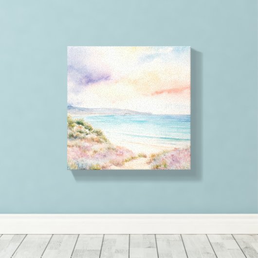 Waterverf Monet schilderij van een strand Canvas Afdruk (Insitu (Houten vloer))