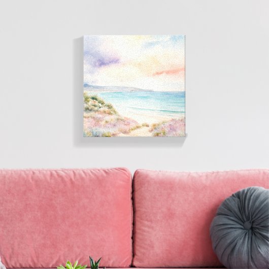 Waterverf Monet schilderij van een strand Canvas Afdruk (Insitu (Woonkamer))