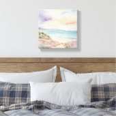 Waterverf Monet schilderij van een strand Canvas Afdruk (Insitu (Slaapkamer))