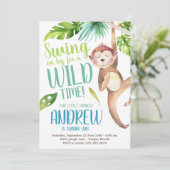 Waterverf Monkey Birthday Party Invitation Kaart (Staand voorkant)