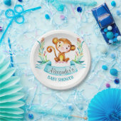 Waterverf Monkey Boy Baby shower Papieren Bordje (Feest)