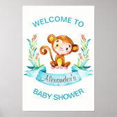 Waterverf Monkey Boy Baby shower Poster (Voorkant)