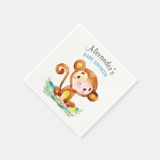 Waterverf Monkey Boy Baby shower Servetten (Hoek)