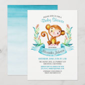 Waterverf Monkey Boy Baby shower Uitnodiging (Voorkant / Achterkant)