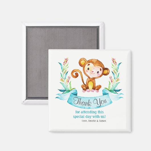 Waterverf Monkey Boy Dank u Magneet (Voorkant / Achterkant)