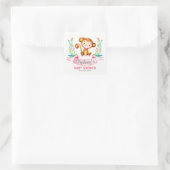 Waterverf Monkey Girl Baby shower Vierkante Sticker (Tas)