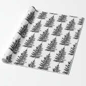 Waterverf Monochroom Winter Kerstboom Zwart Cadeaupapier (Uitgerold)