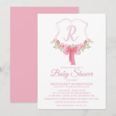 Waterverf Monogram Baby shower Uitnodiging (Voorkant / Achterkant)