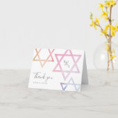 Waterverf Monogram Bat Mitzvah Dank Je Kaart (Gele Bloem)