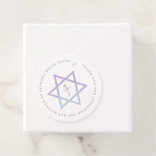 Waterverf Monogram Bat Mitzvah Dank u Bedankjes Labels (In situ)