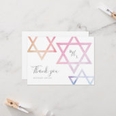 Waterverf Monogram Bat Mitzvah Dank u Kaart (Voorkant / Achterkant in situ)