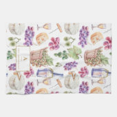 Waterverf monogram bijtende wijndruiven theedoek (Horizontaal)