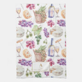 Waterverf monogram bijtende wijndruiven theedoek (Verticaal)