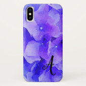 Waterverf Monogram Blauw & Paarse Bloem Case-Mate iPhone Case (Achterkant)