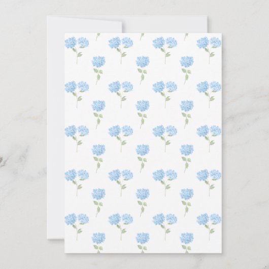 Waterverf Monogram Blauwe Hydrangea Krans Trouwen Kaart (Achterkant)