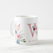 Waterverf Monogram Bloem Letter W Koffiemok (Voorkant links)