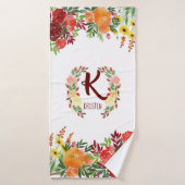 Waterverf Monogram bloem Roos Schilderd Badhanddoek (Badhanddoek)