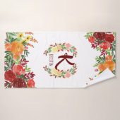 Waterverf Monogram bloem Roos Schilderd Badhanddoek (Badhanddoek)