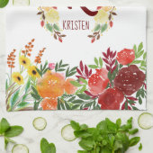 Waterverf Monogram bloem Roos Schilderd Theedoek (Gevouwen)