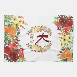 Waterverf Monogram bloem Roos Schilderd Theedoek