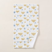 Waterverf Monogram + Bloemen | Chanoeka-patroon Bad Handdoek (Handdoek)