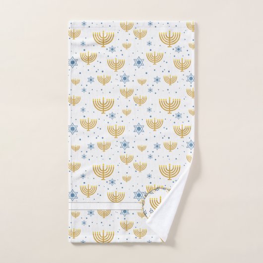 Waterverf Monogram + Bloemen | Chanoeka-patroon Bad Handdoek (Handdoek)