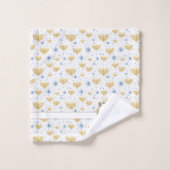 Waterverf Monogram + Bloemen | Chanoeka-patroon Bad Handdoek (Wasdoekje)