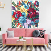 Waterverf Monogram Bloemen Delight Canvas Afdruk (Insitu (Woonkamer))