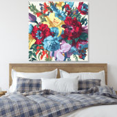 Waterverf Monogram Bloemen Delight Canvas Afdruk (Insitu (Slaapkamer))