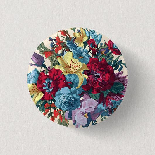 Waterverf Monogram Bloemen Delight Ronde Button 3,2 Cm (Voorkant)