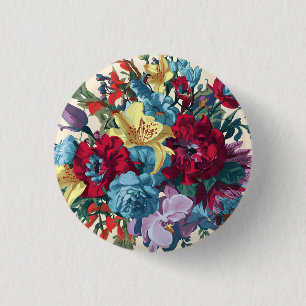 Waterverf Monogram Bloemen Delight Ronde Button 3,2 Cm