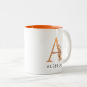 Waterverf Monogram Bloemen Gouden Brief Koffie Mok (Voorkant rechts)