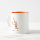 Waterverf Monogram Bloemen Gouden Brief Koffie Mok (Voorkant links)