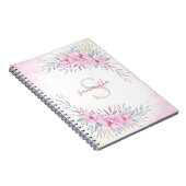 Waterverf Monogram Blush Pink Flowers Notitieboek (Rechterzijde)