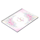 Waterverf Monogram Blush Pink Flowers Notitieboek (Linkerzijde)