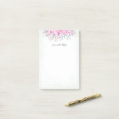 Waterverf Monogram Blush Pink Flowers Post-it® Notes (Op bureau)