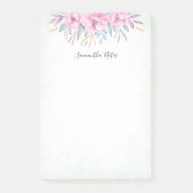 Waterverf Monogram Blush Pink Flowers