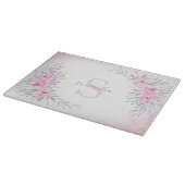 Waterverf Monogram Blush Pink Flowers Snijplank (Hoek)